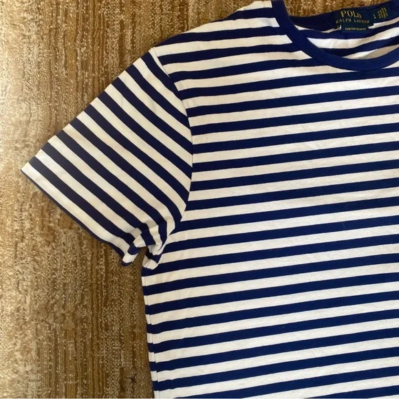 Polo Ralph Lauren Custom Slim Fit Stripe Top in Navy and White L - Picture 6 of 12